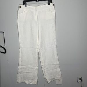 J Crew Linen Pants Womens 10 White Wide Leg Favorite Fit Baird McNutt Summer